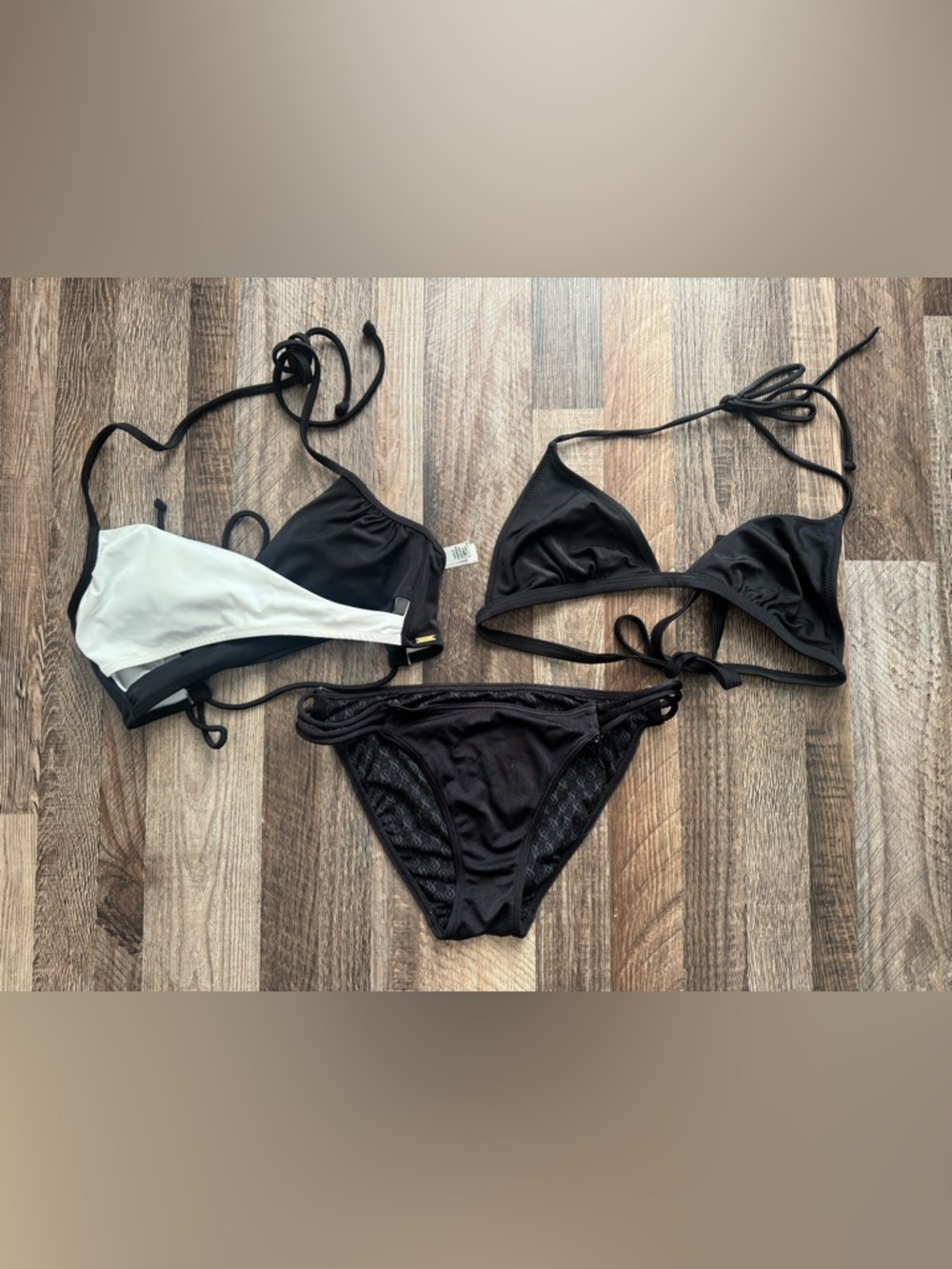 PINK Victoria's Secret Black Triangle Bikini Set